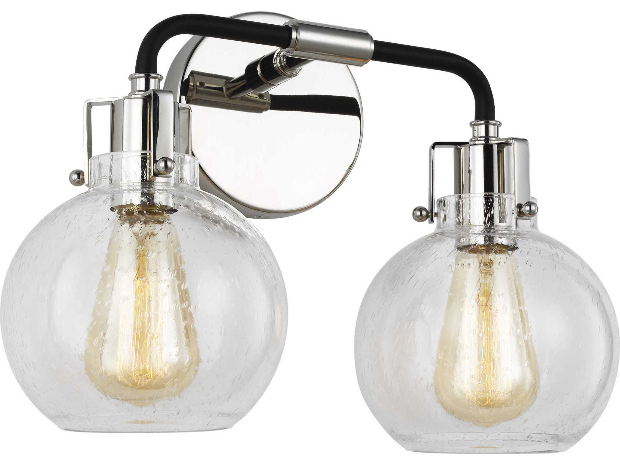 Visual Comfort Studio Clara 2-Light Polished Nickel Textured Black Vanity Light