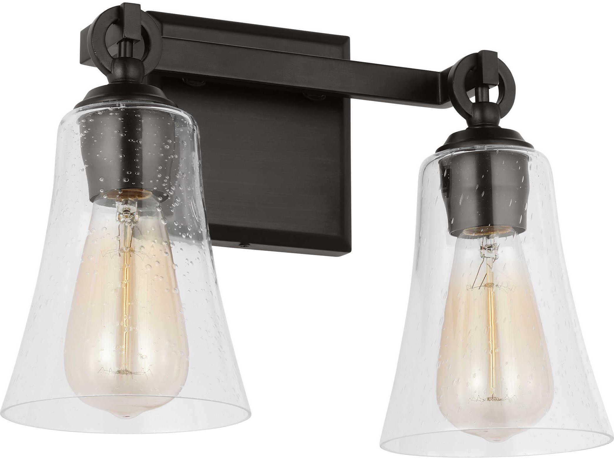 Visual Comfort Studio Monterro 2-Light Aged Iron Black Vanity Light