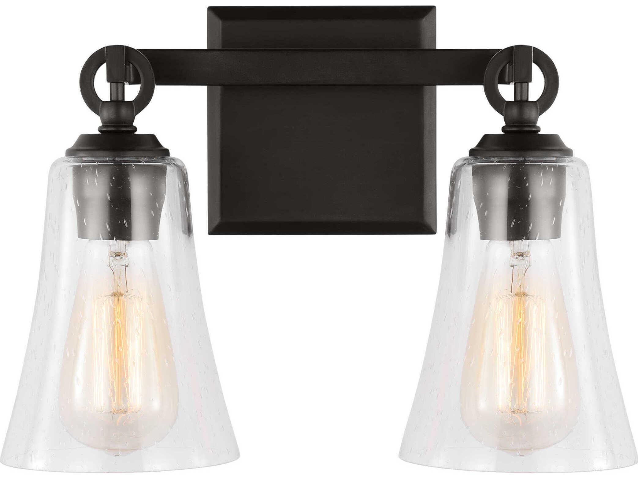 Visual Comfort Studio Monterro 2-Light Aged Iron Black Vanity Light