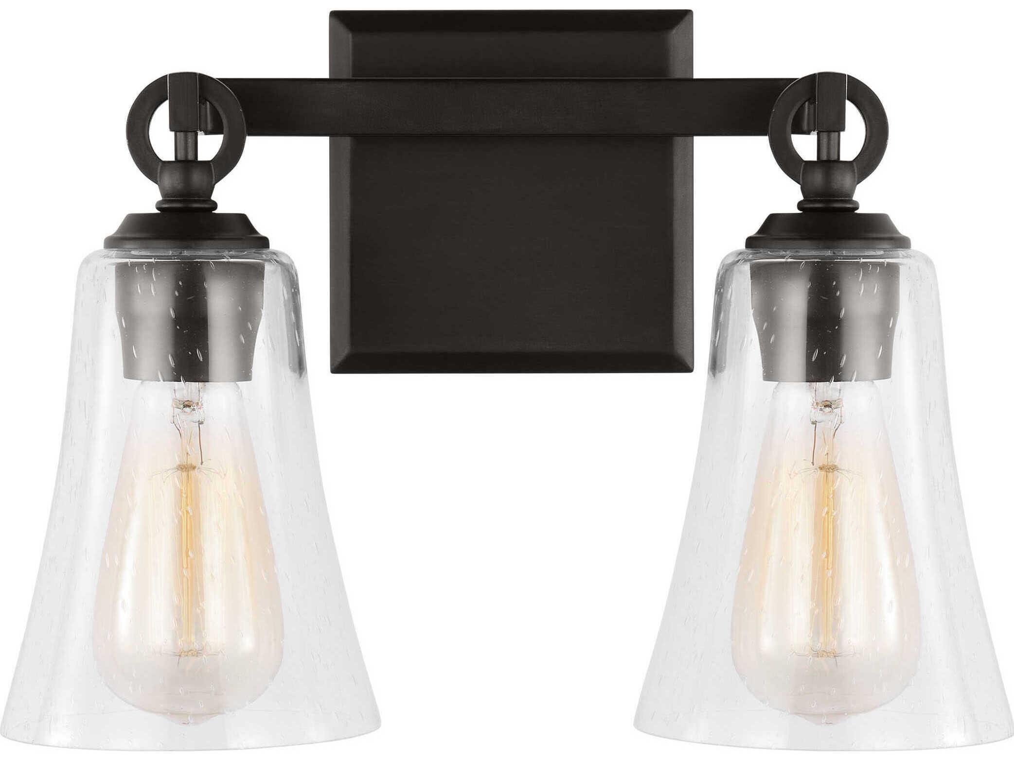 Visual Comfort Studio Monterro 2-Light Aged Iron Black Vanity Light