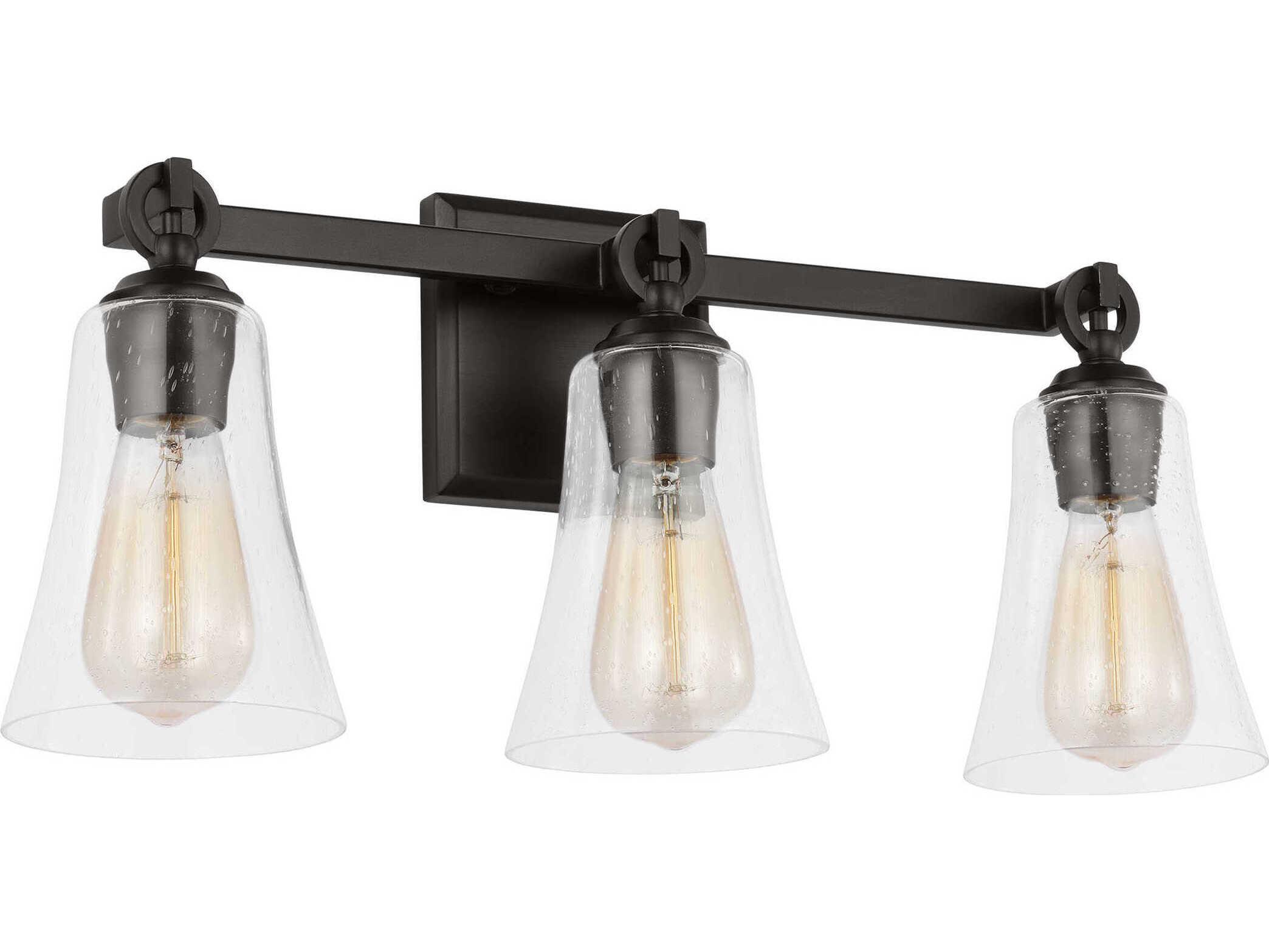 Visual Comfort Studio Monterro 3-Light Aged Iron Black Vanity Light