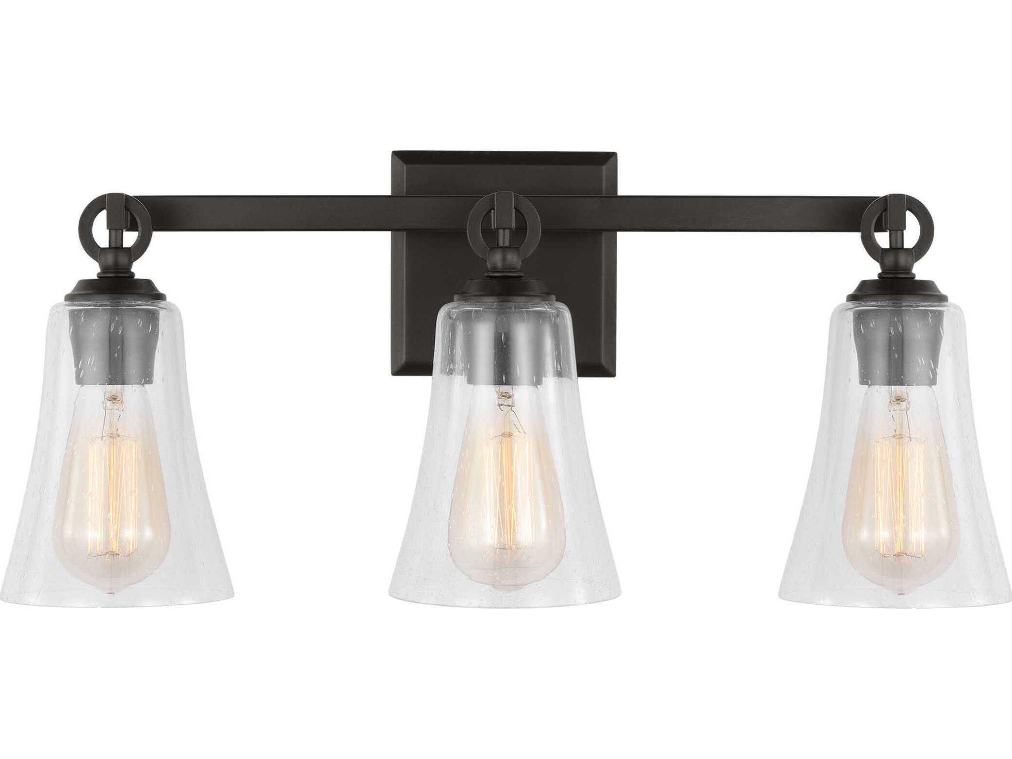 Visual Comfort Studio Monterro 3-Light Aged Iron Black Vanity Light