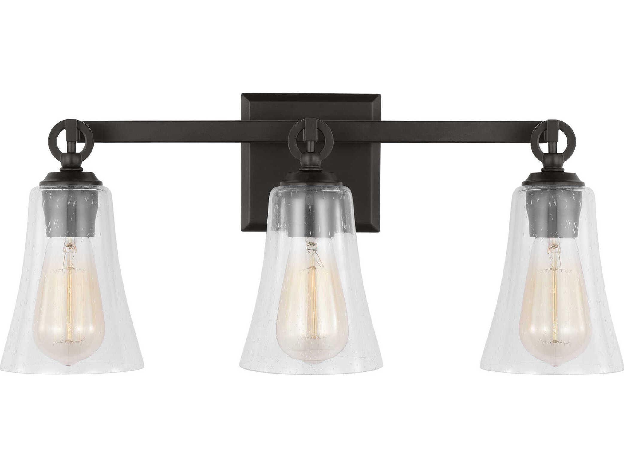 Visual Comfort Studio Monterro 3-Light Aged Iron Black Vanity Light