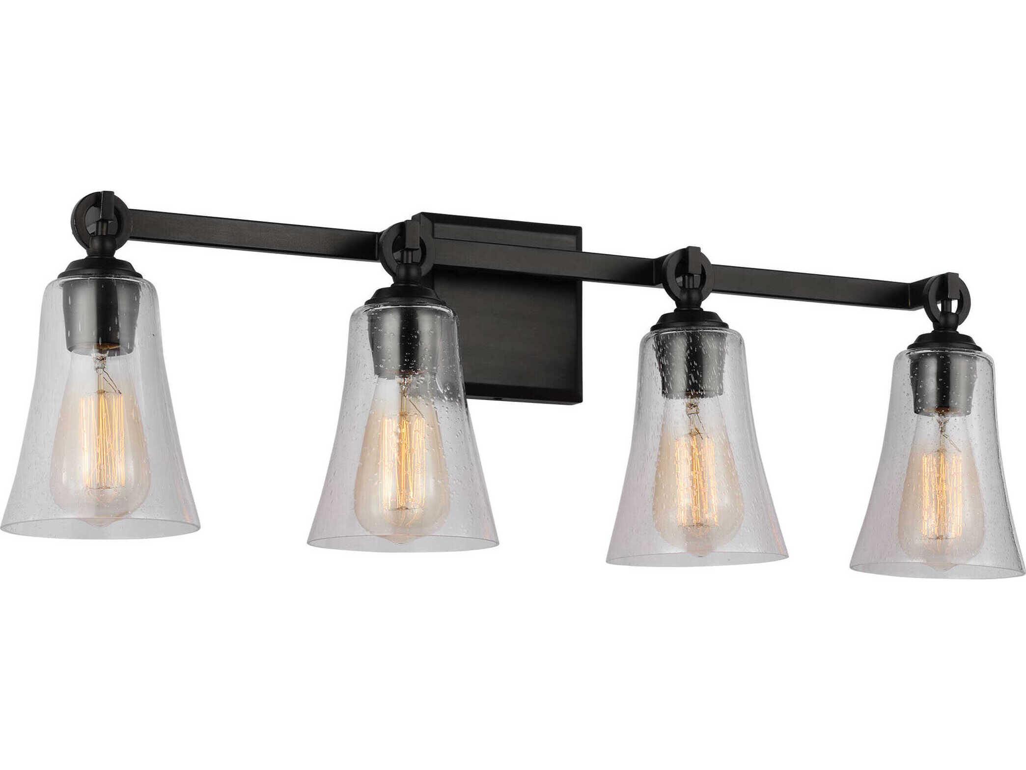 Visual Comfort Studio Monterro 3-Light Aged Iron Black Vanity Light