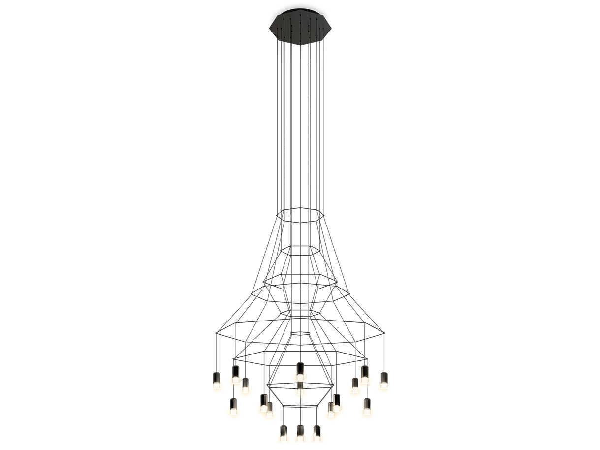Vibia Wireflow 20-Light Black Geometric Pendant