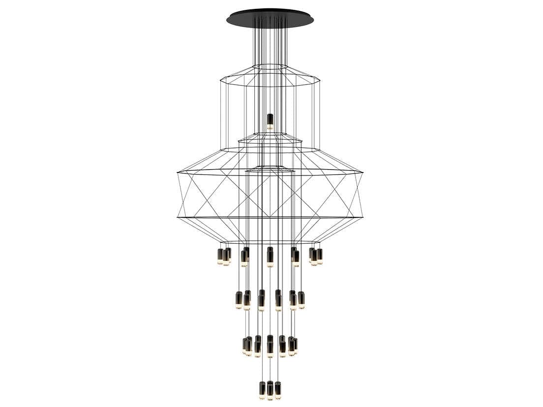 Vibia Wireflow 43-Light Black Geometric Pendant