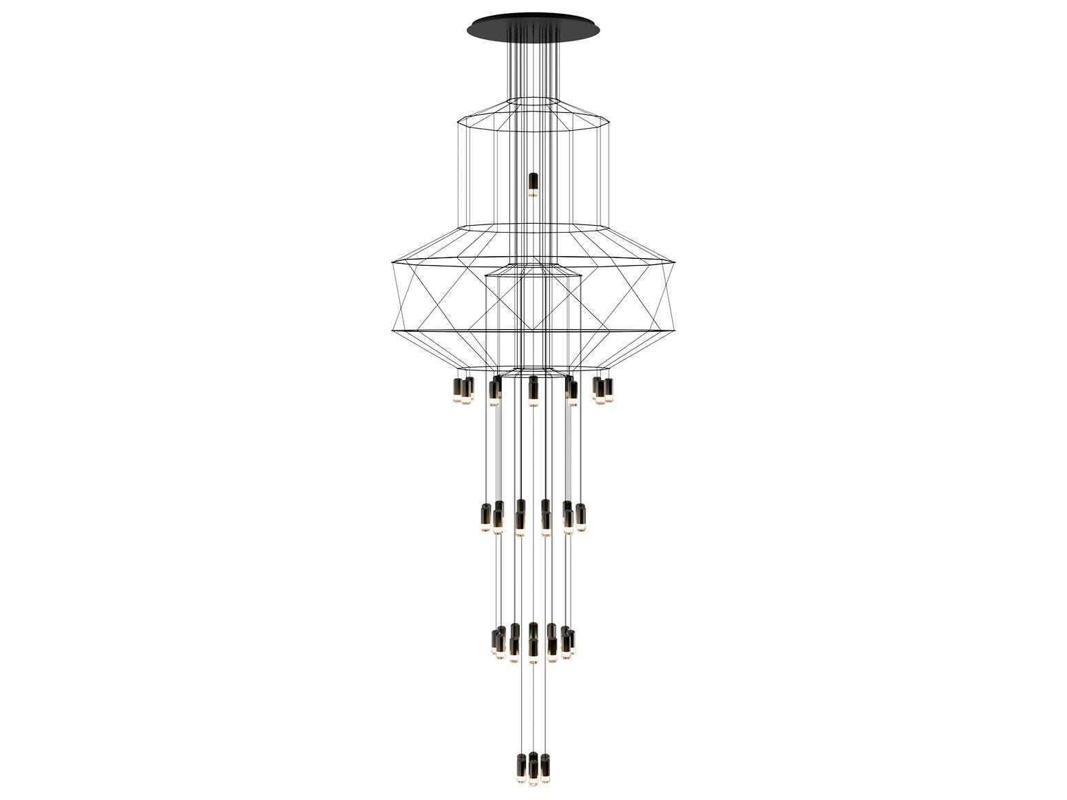 Vibia Wireflow 43-Light Black Geometric Pendant