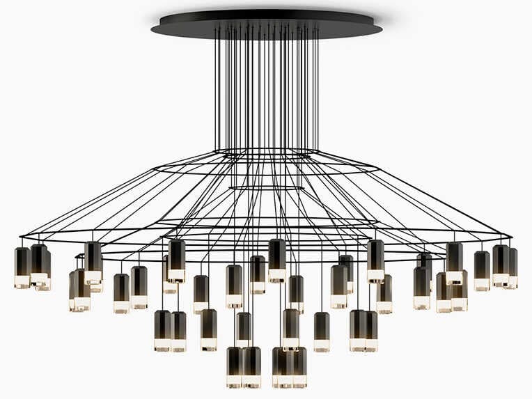 Vibia Wireflow 42-Light Black Geometric Pendant