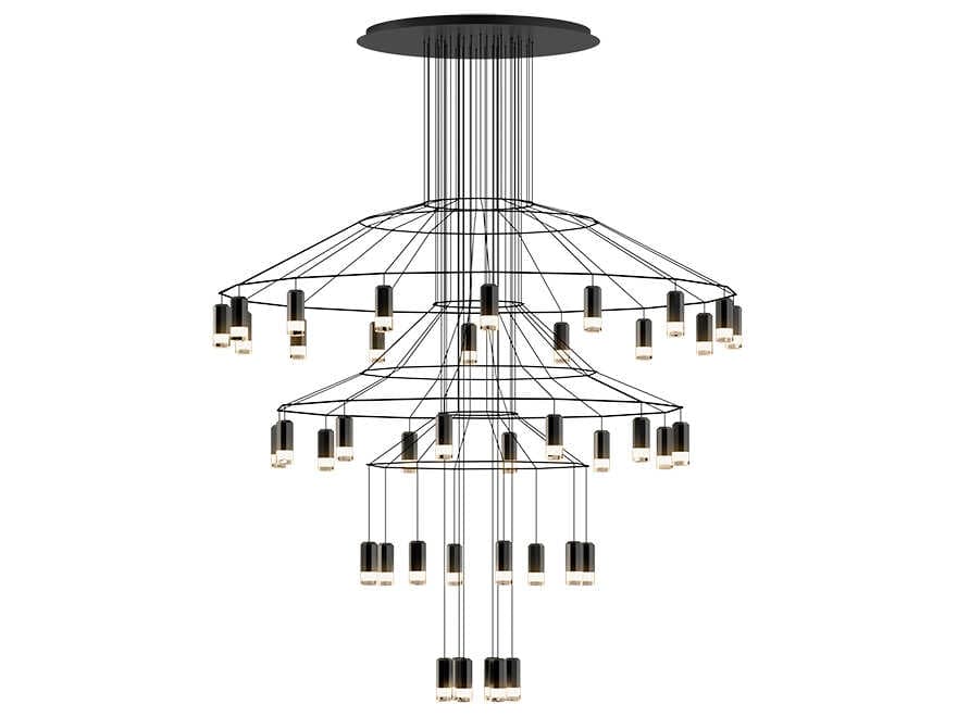 Vibia Wireflow 42-Light Black Geometric Pendant
