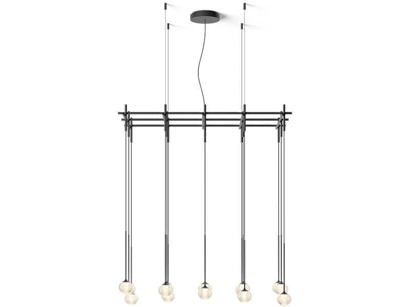 Vibia Algorithm 15-Light Graphite Gray Linear Island Pendant