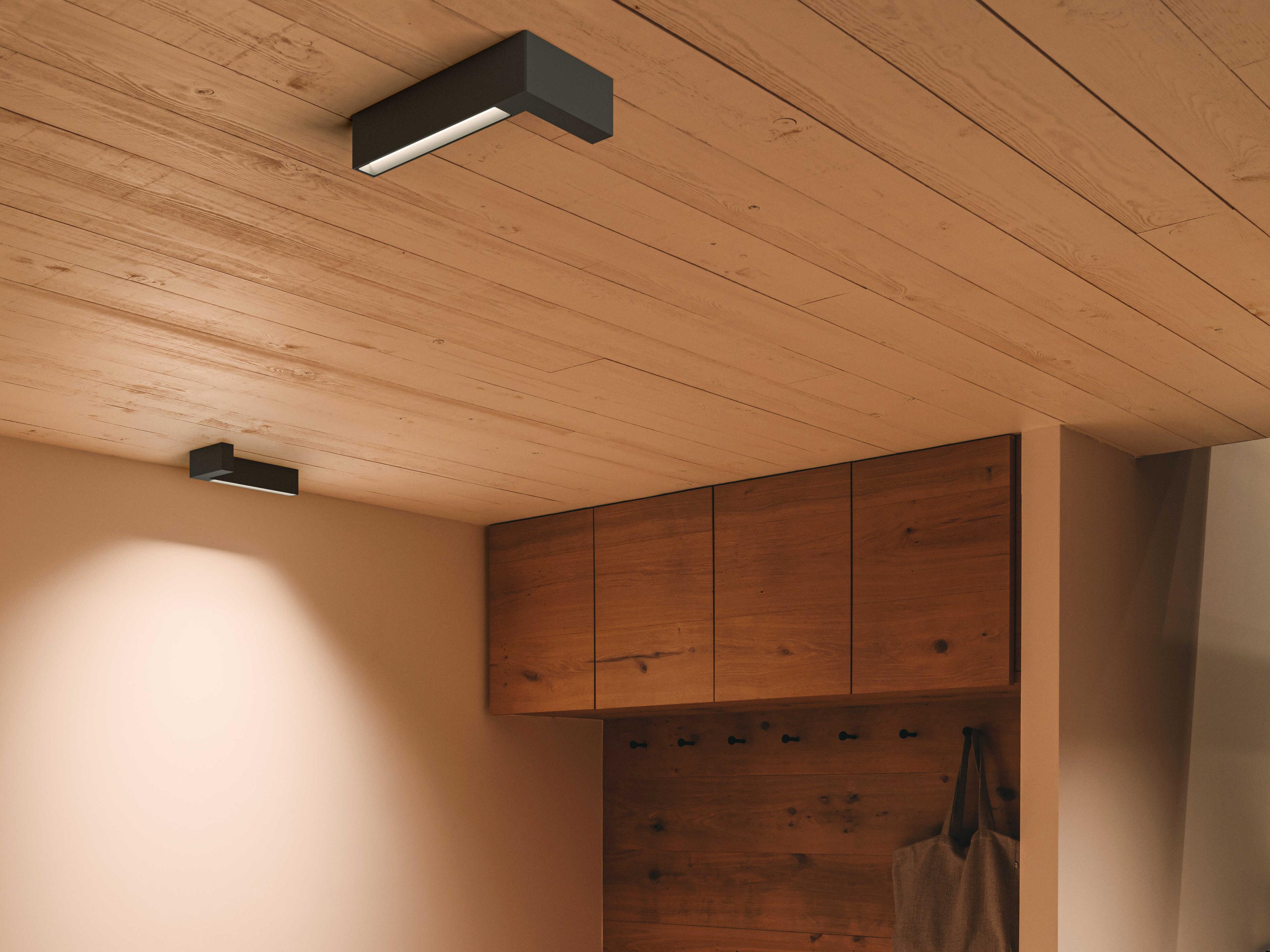 Vibia Offset 1-Light Black Geometric Linear Flush Mount