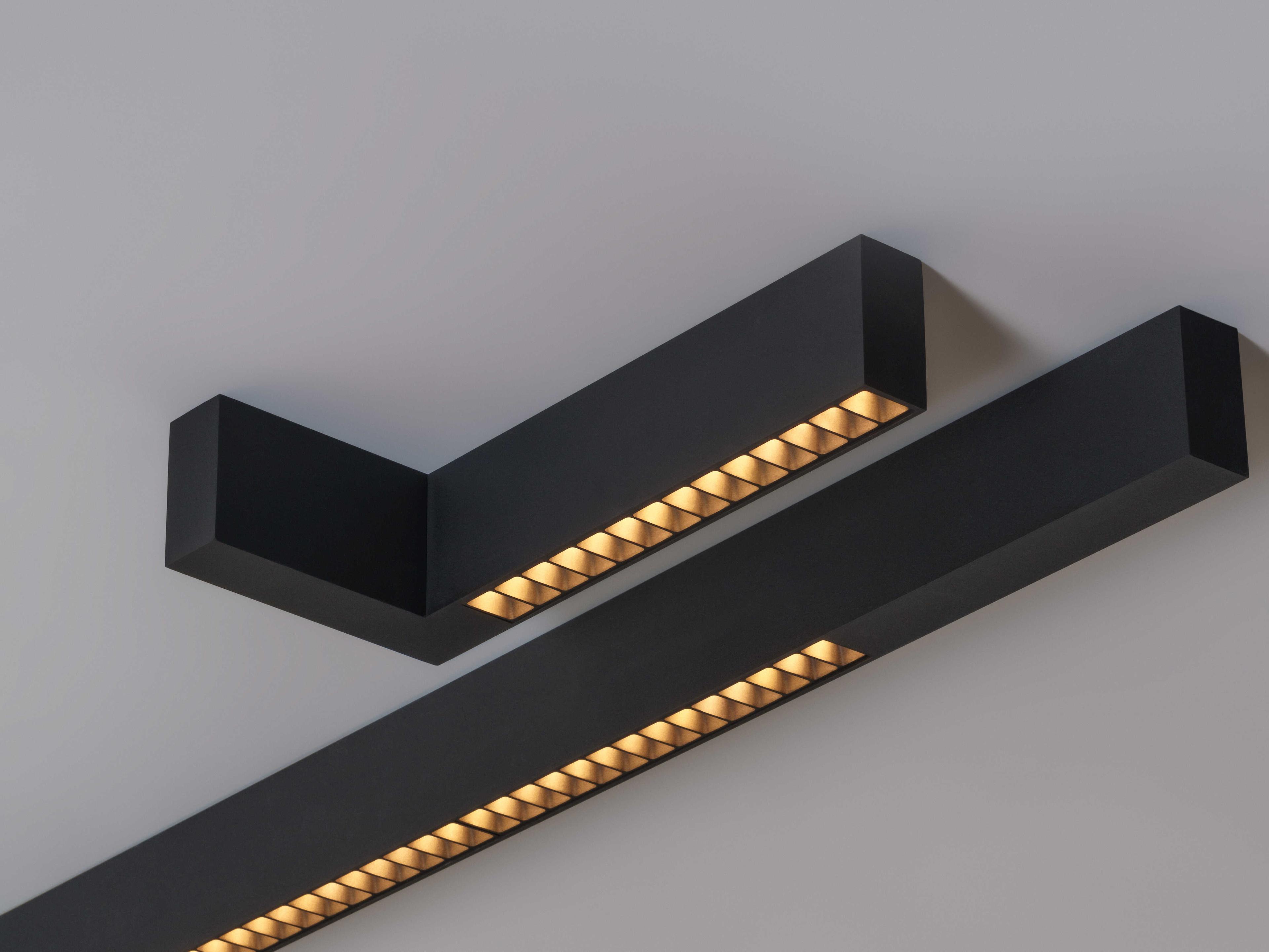 Vibia Offset 1-Light Black Geometric Linear Flush Mount