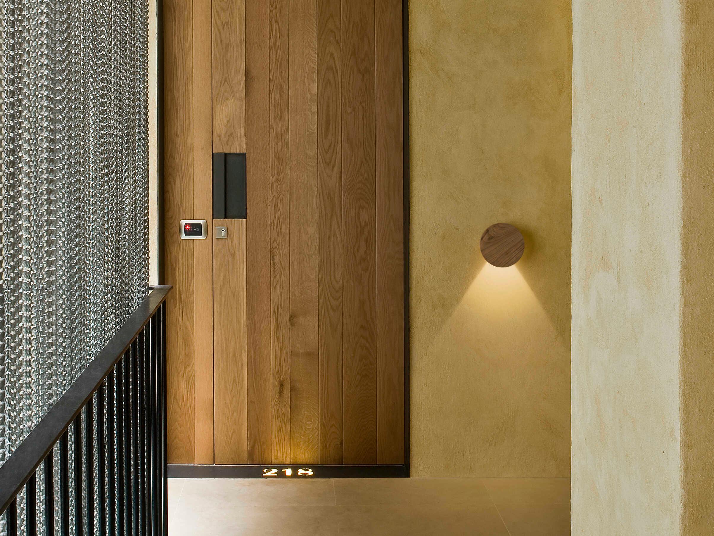 Vibia Dots 1-Light American Oak Brown Wall Sconce