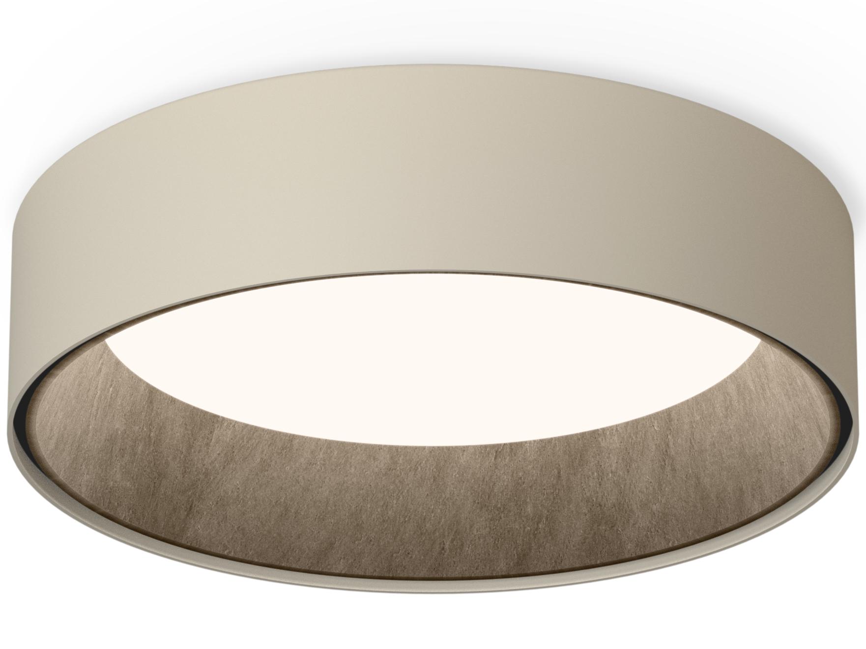 Vibia Duo Petra 1-Light Cream Off White Drum Flush Mount