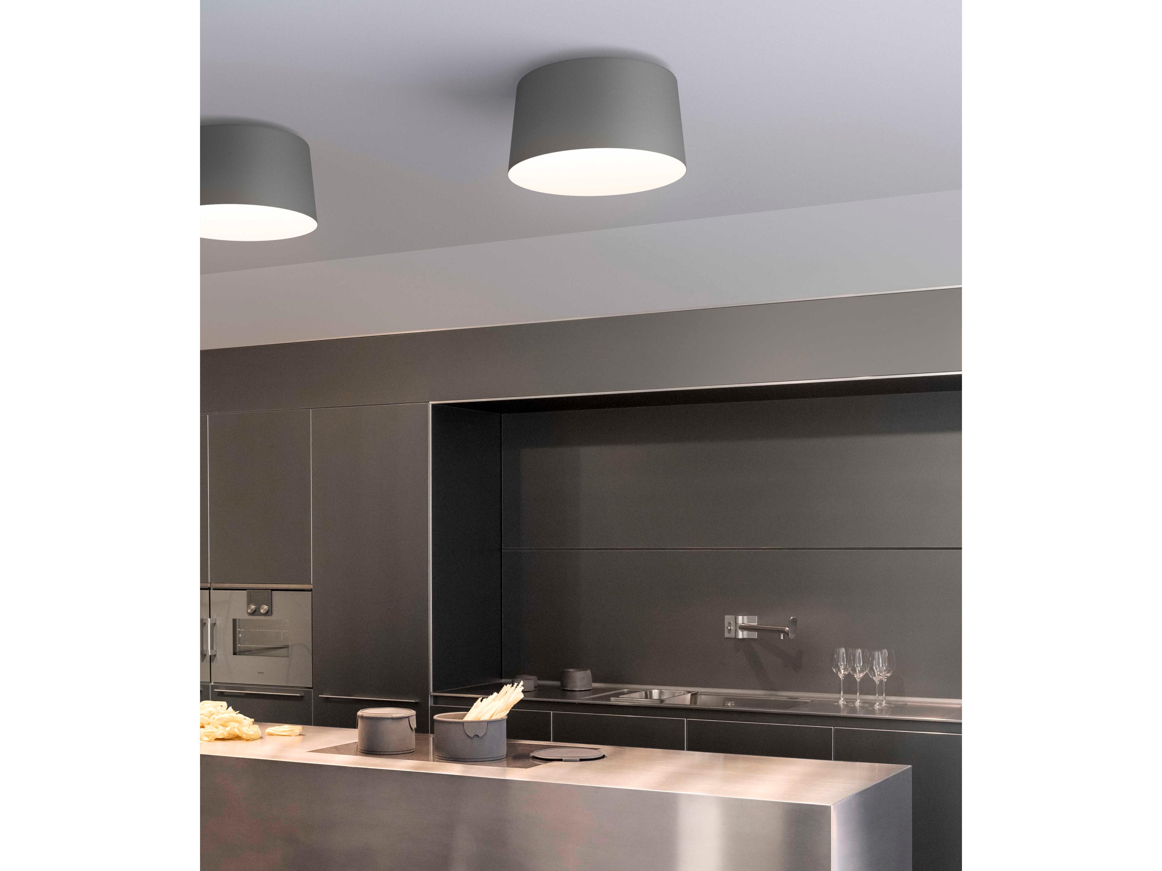 Vibia Tube 1-Light Gray LED Dome Flush Mount