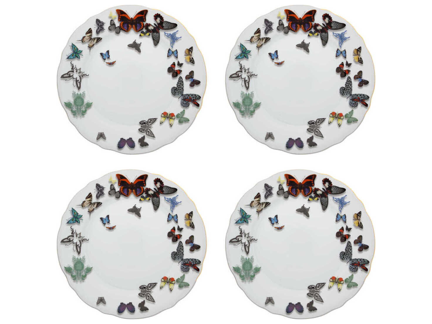 Vista Alegre Lacroix Butterfly Parade Dinner Plate Set of 4