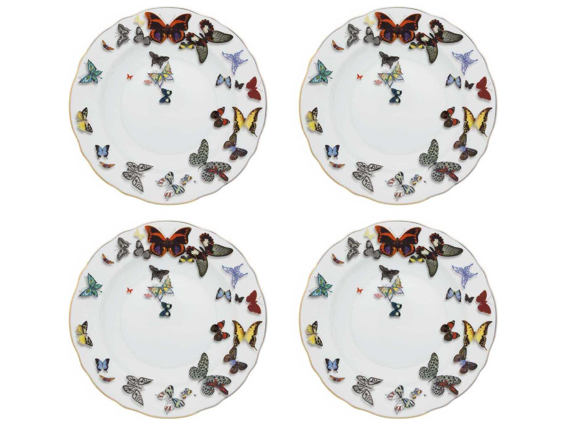 Vista Alegre Lacroix Butterfly Parade Soup Plate Set of 4