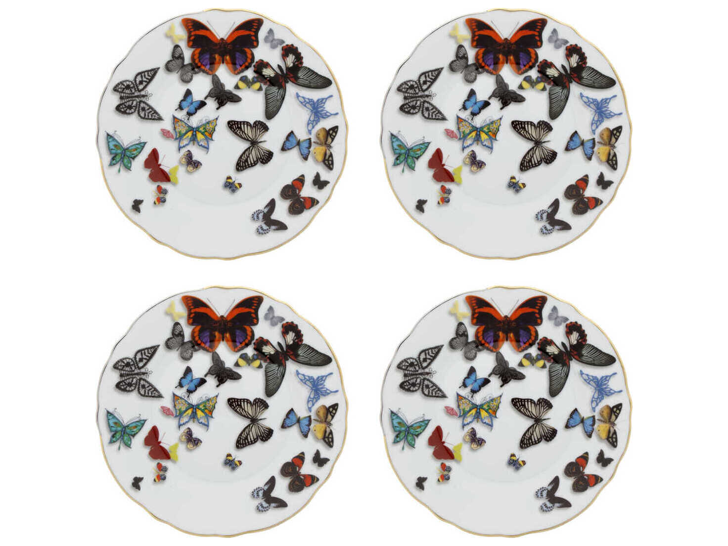 Vista Alegre Lacroix Butterfly Parade Bread and Butter Plate Set of 4