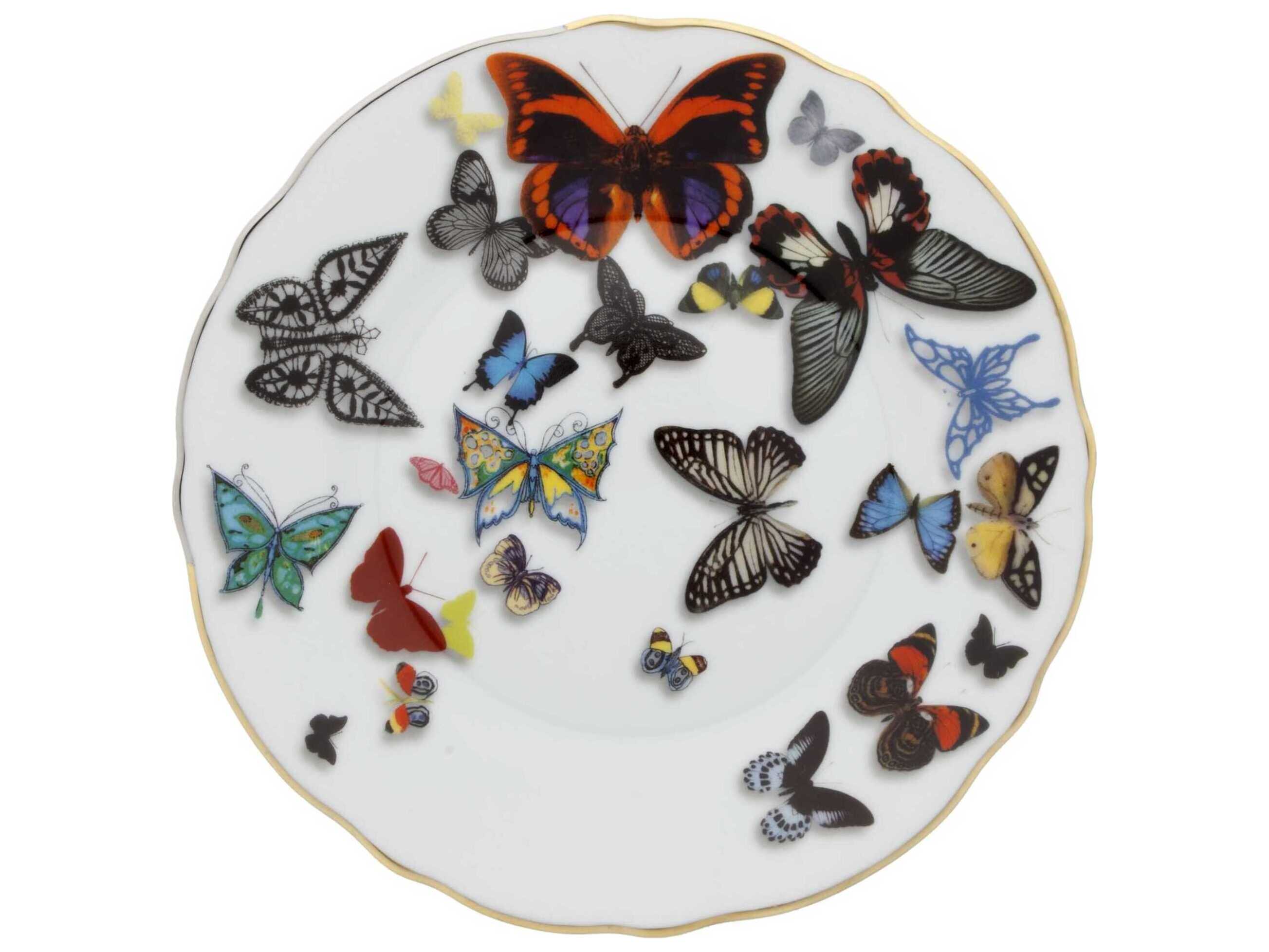 Vista Alegre Lacroix Butterfly Parade Bread and Butter Plate Set of 4