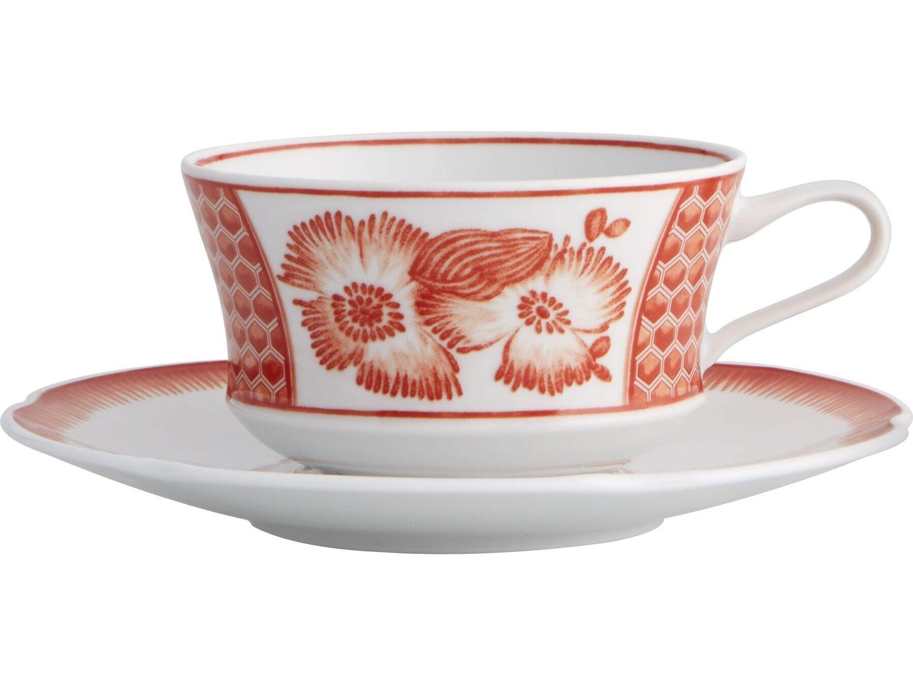 Vista Alegre Coralina Tea Cup and Saucer Set of 4