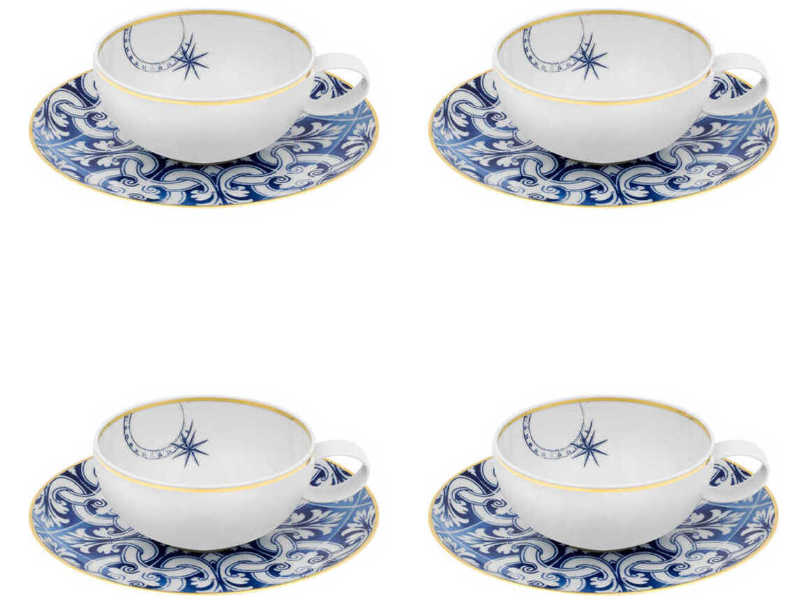 Vista Alegre Transatlantica Tea Cup and Saucer Set of 4