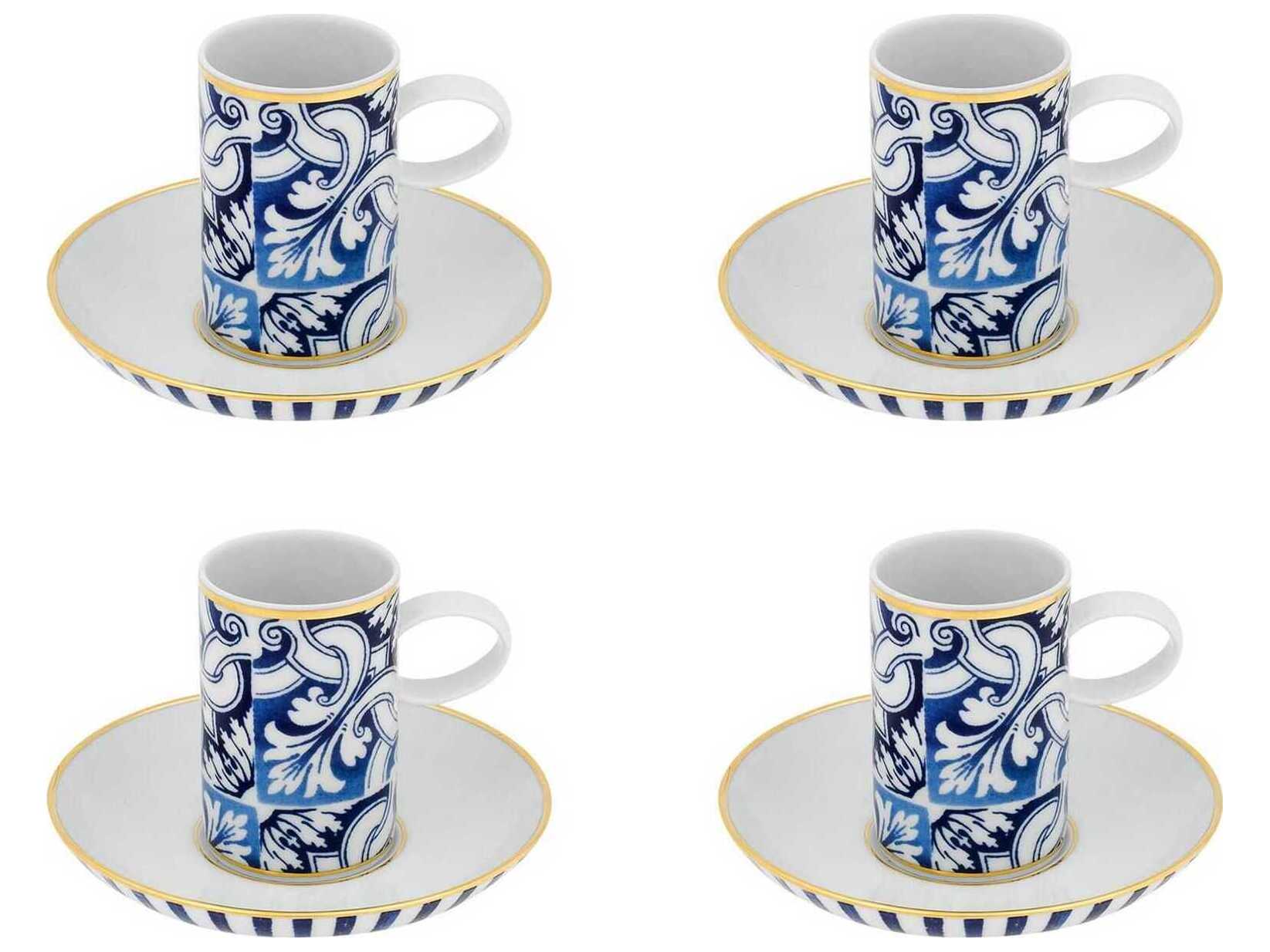 Vista Alegre Transatlantica Coffee Cup and Saucer Set of 4