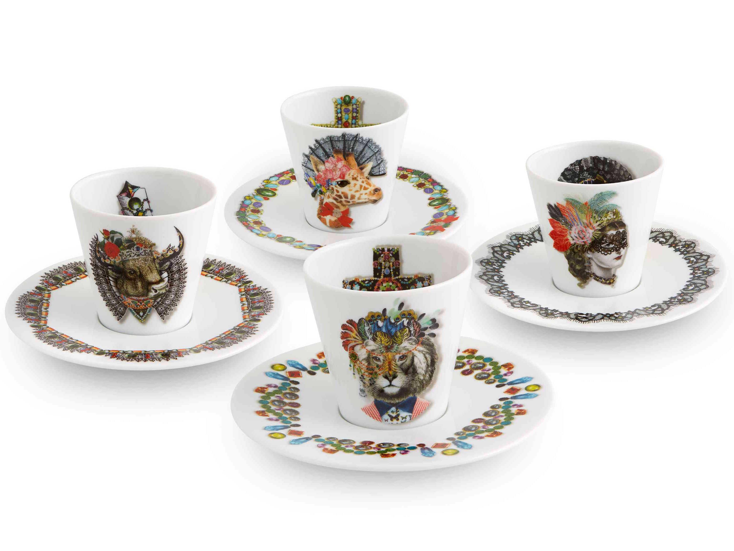 Vista Alegre Lacroix Love Who You Want Expresso Cups and Saucers Set of 4