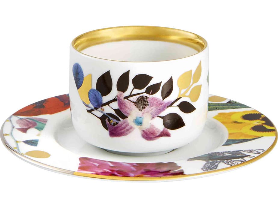 Vista Alegre Lacroix Primavera Coffee Cups and Saucers Set of 2