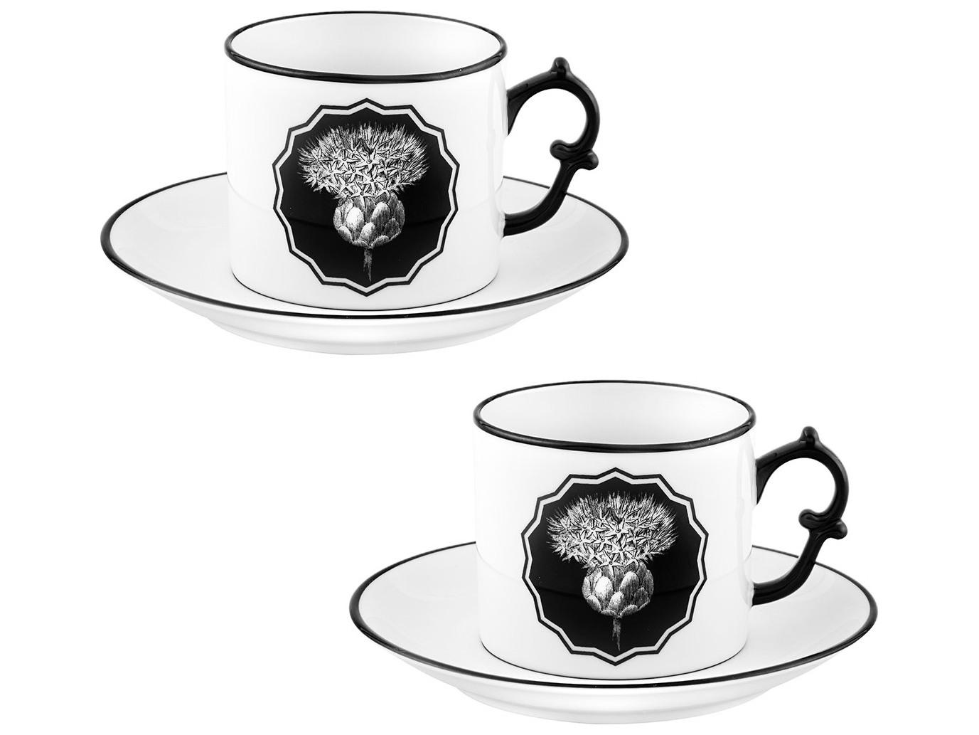Vista Alegre Lacroix Herbariae White Tea Cups and Saucer Set of 2