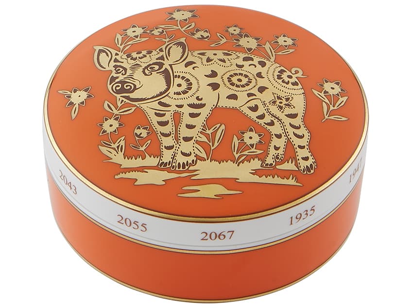 Vista Alegre Golden Pig Large Round Box
