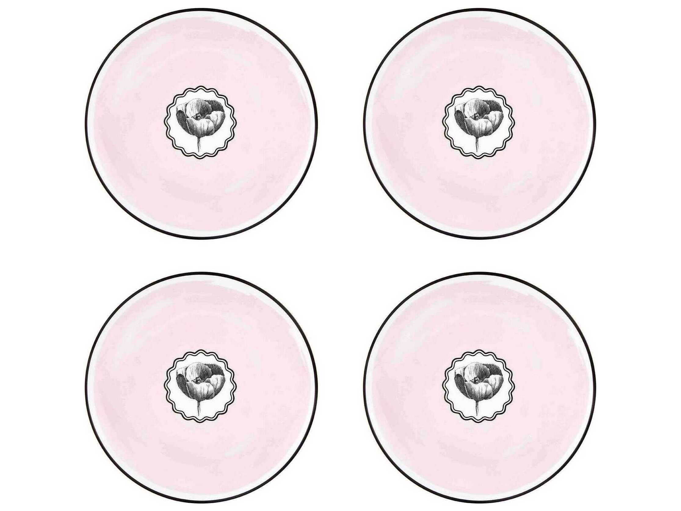 Vista Alegre Lacroix Herbariae Pink Dessert Plate Set of 4