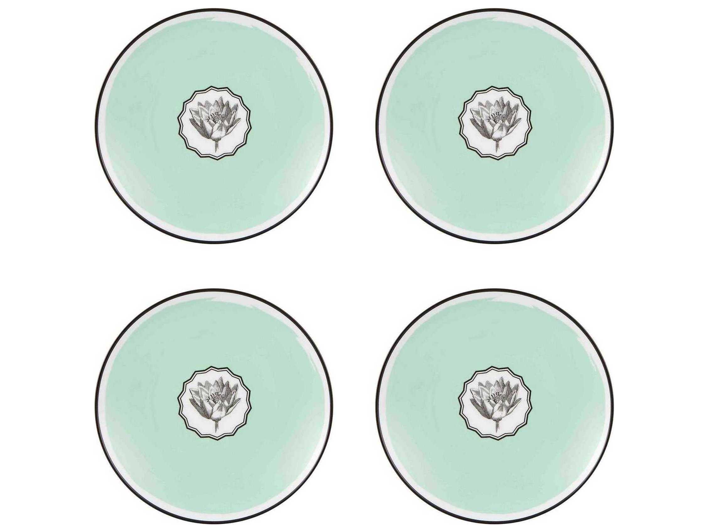 Vista Alegre Lacroix Herbariae Green Dessert Plate Set of 4