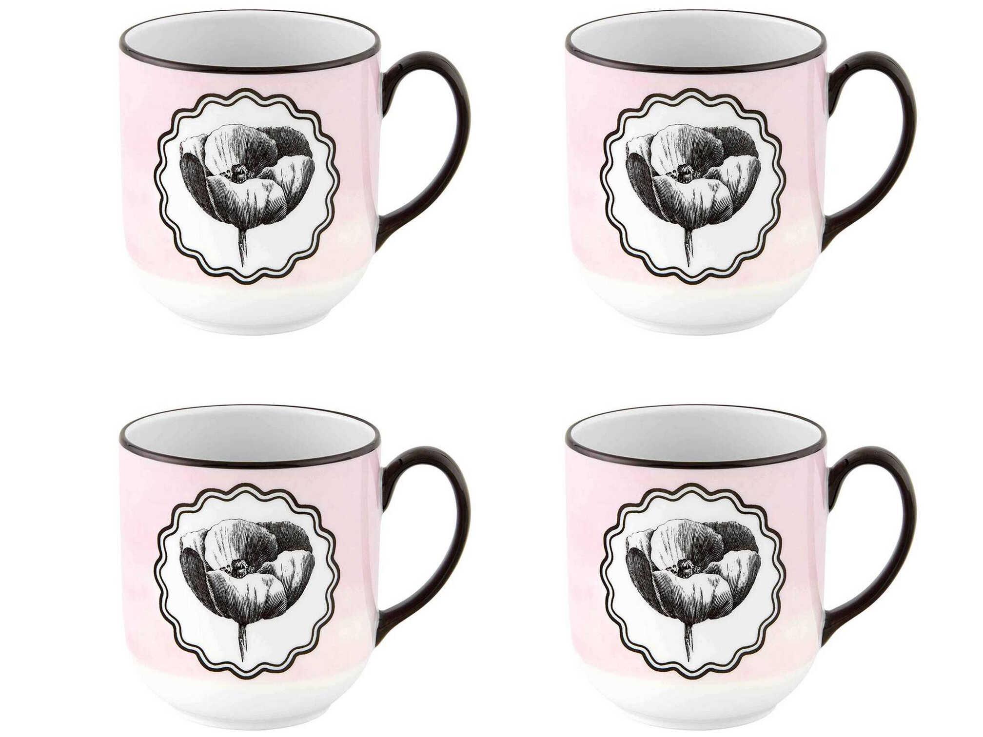 Vista Alegre Lacroix Herbariae Pink Mug Set of 4