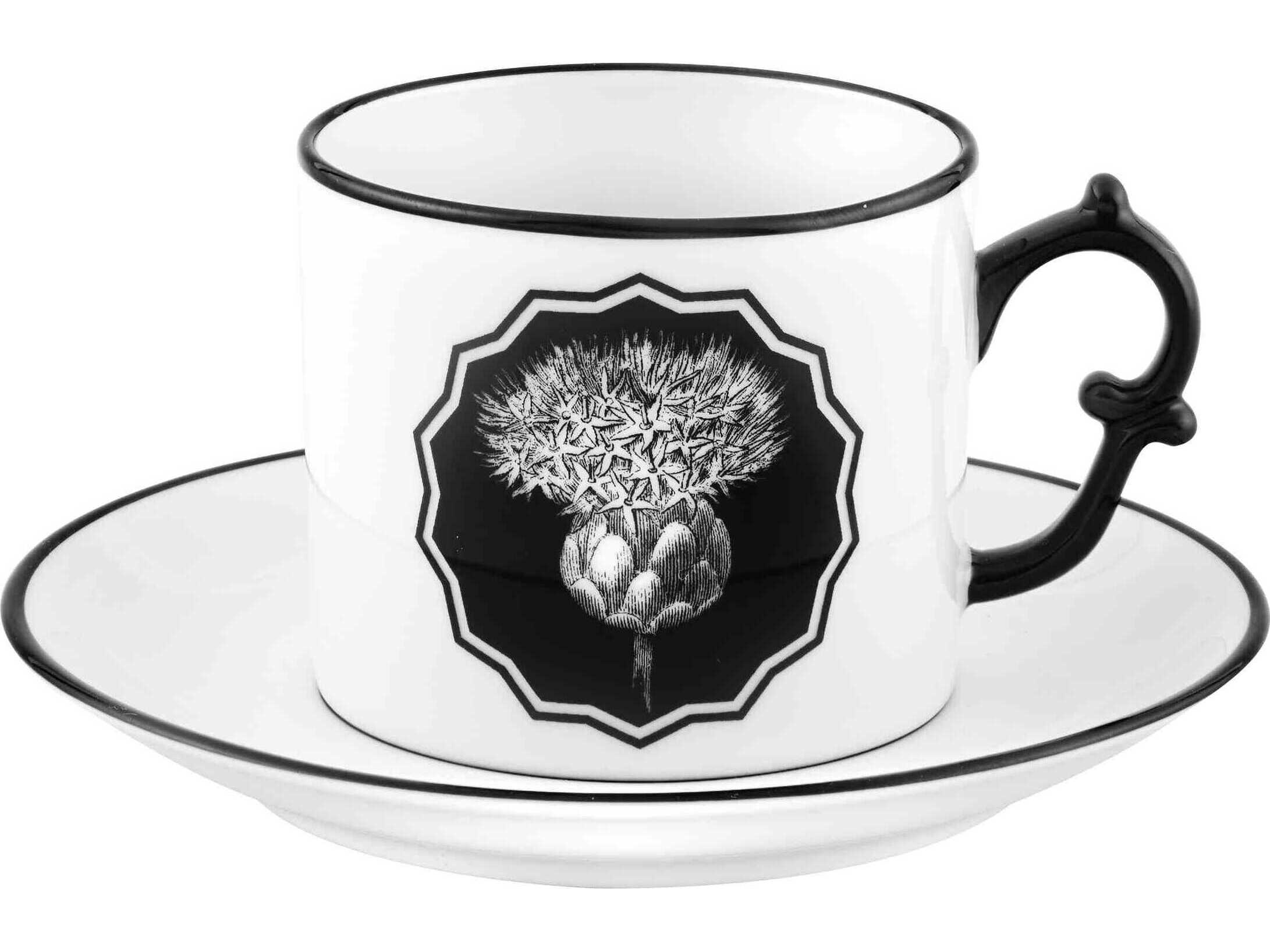 Vista Alegre Lacroix Herbariae Whtie Tea Cup and Saucer Set of 4