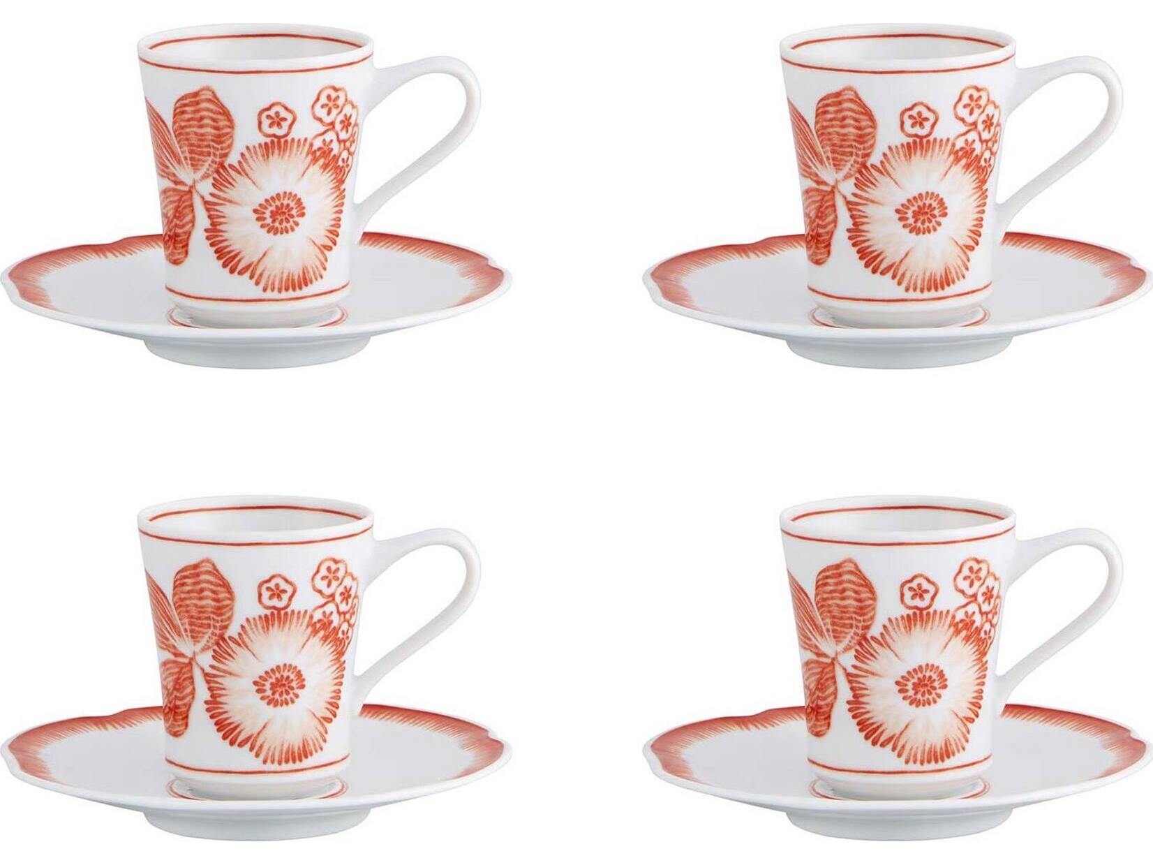 Vista Alegre Coralina Coffee Cup and Saucer Set of 4