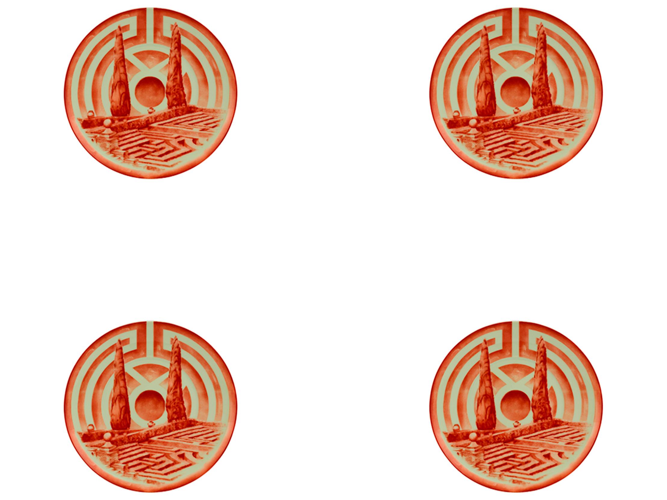 Vista Alegre The Meaning Red Bread and Butter Set of 4