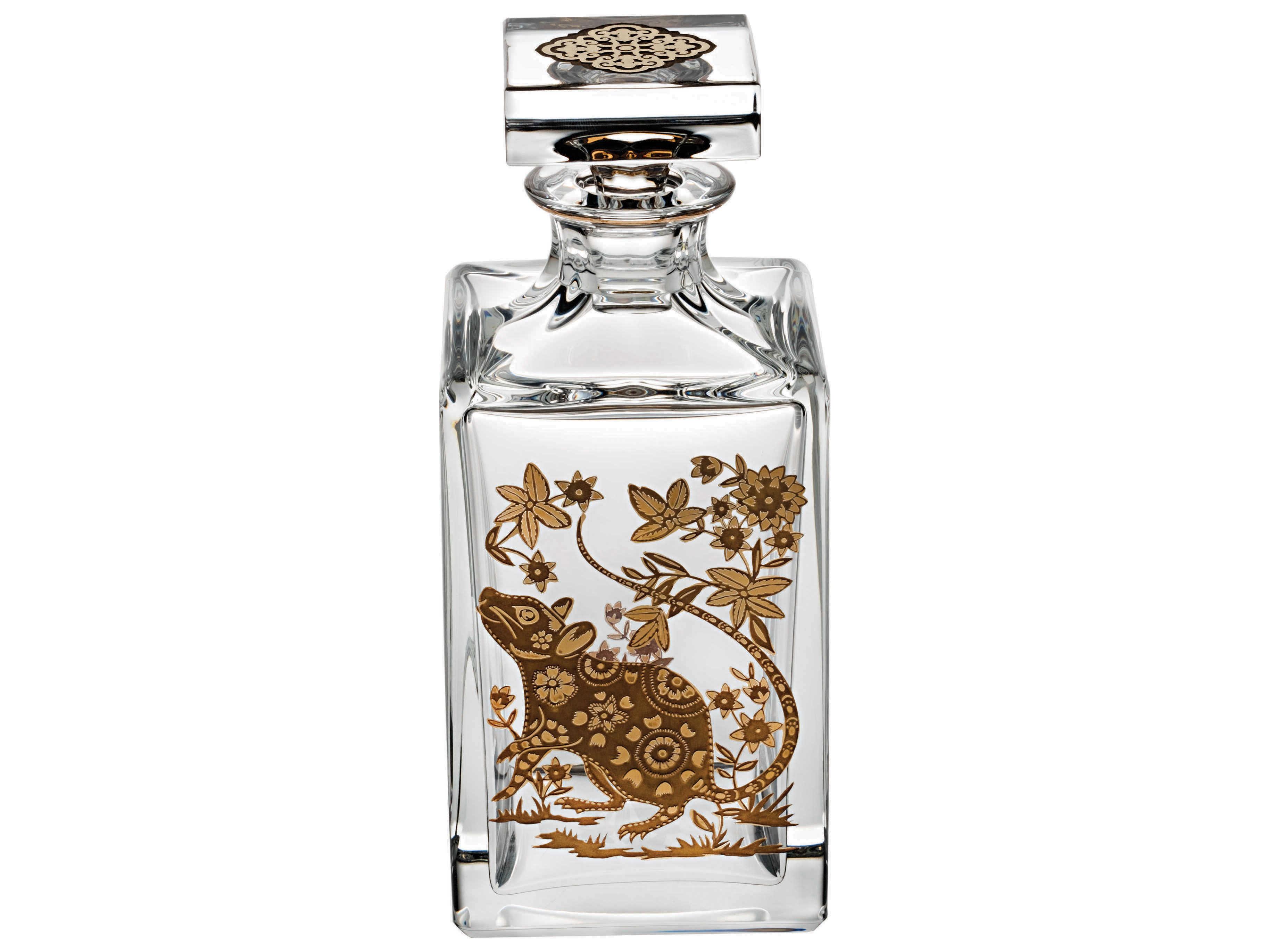 Vista Alegre Golden Whisky Decanter with Gold Rat