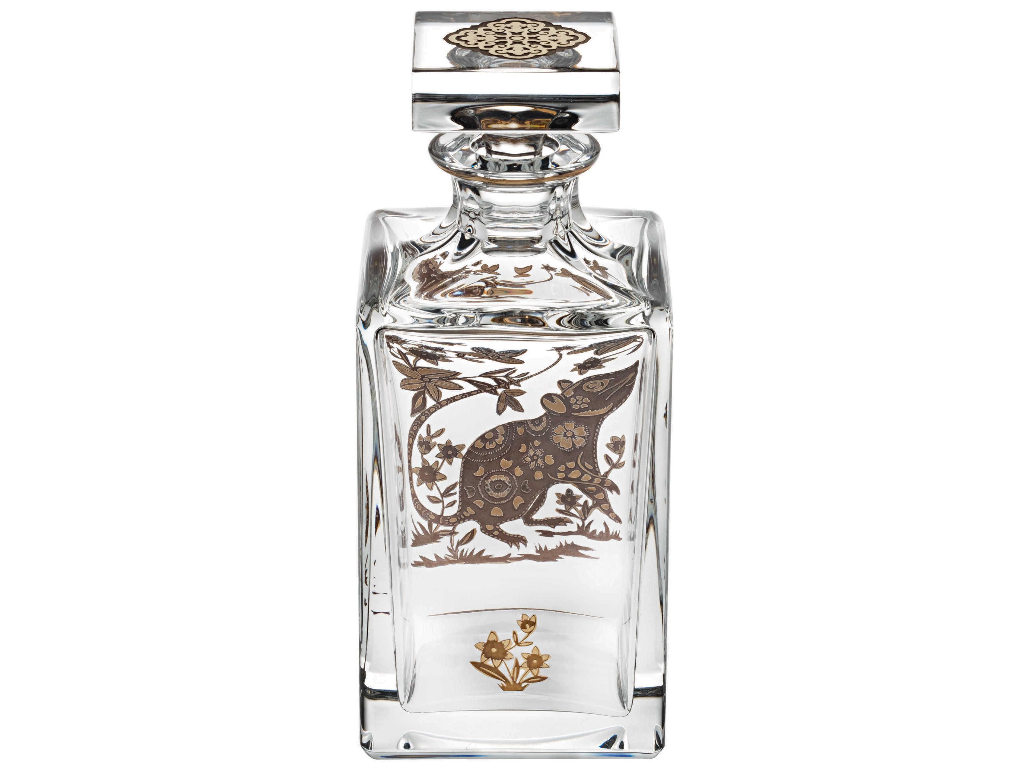 Vista Alegre Golden Whisky Decanter with Gold Rat