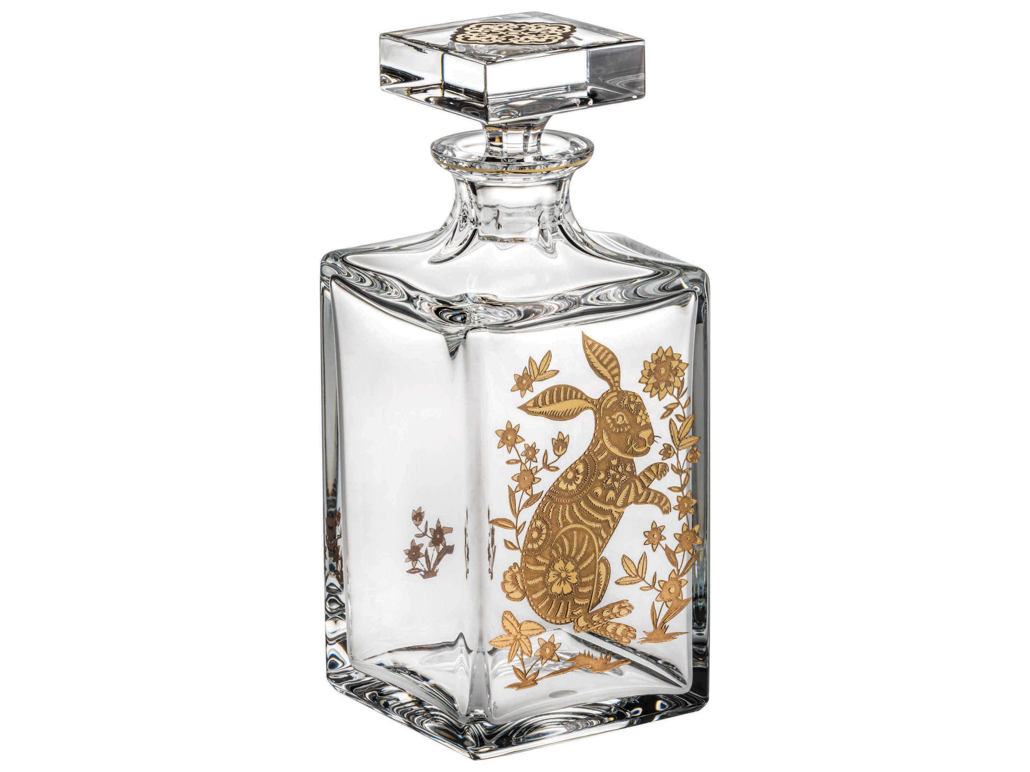 Vista Alegre Golden Whisky Decanter with Gold Rabbit