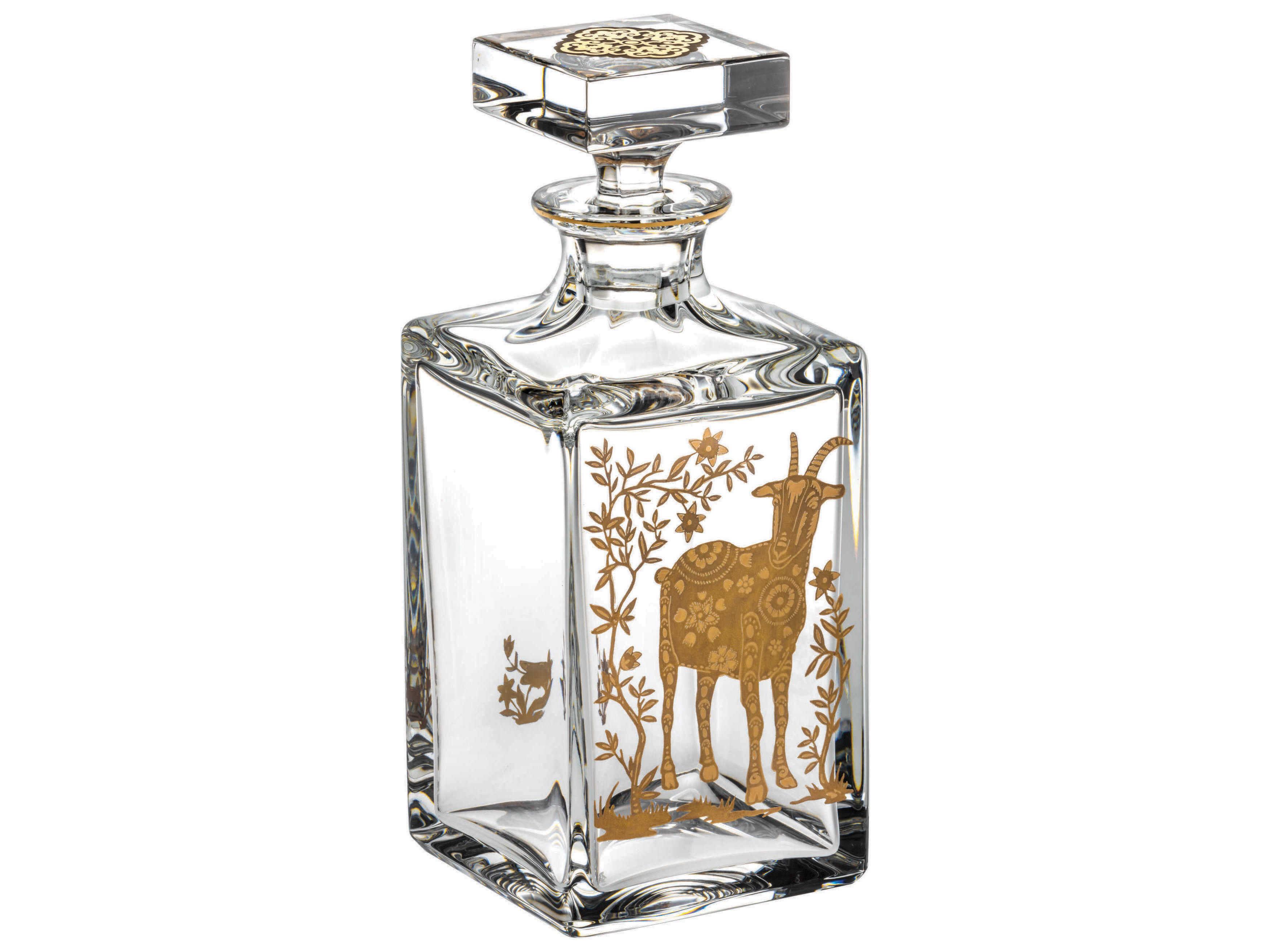 Vista Alegre Golden Whisky Decanter with Gold Sheep