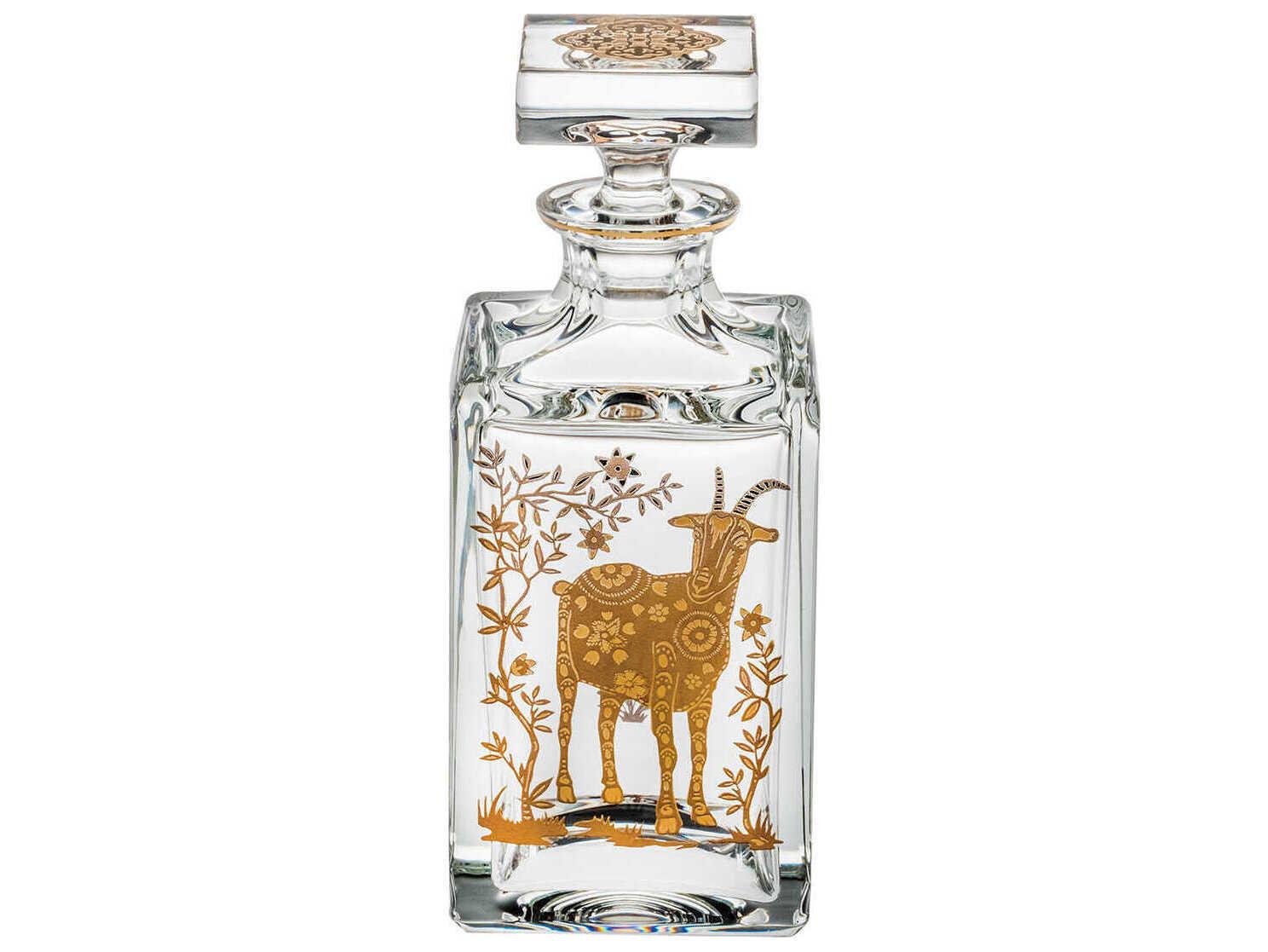 Vista Alegre Golden Whisky Decanter with Gold Sheep