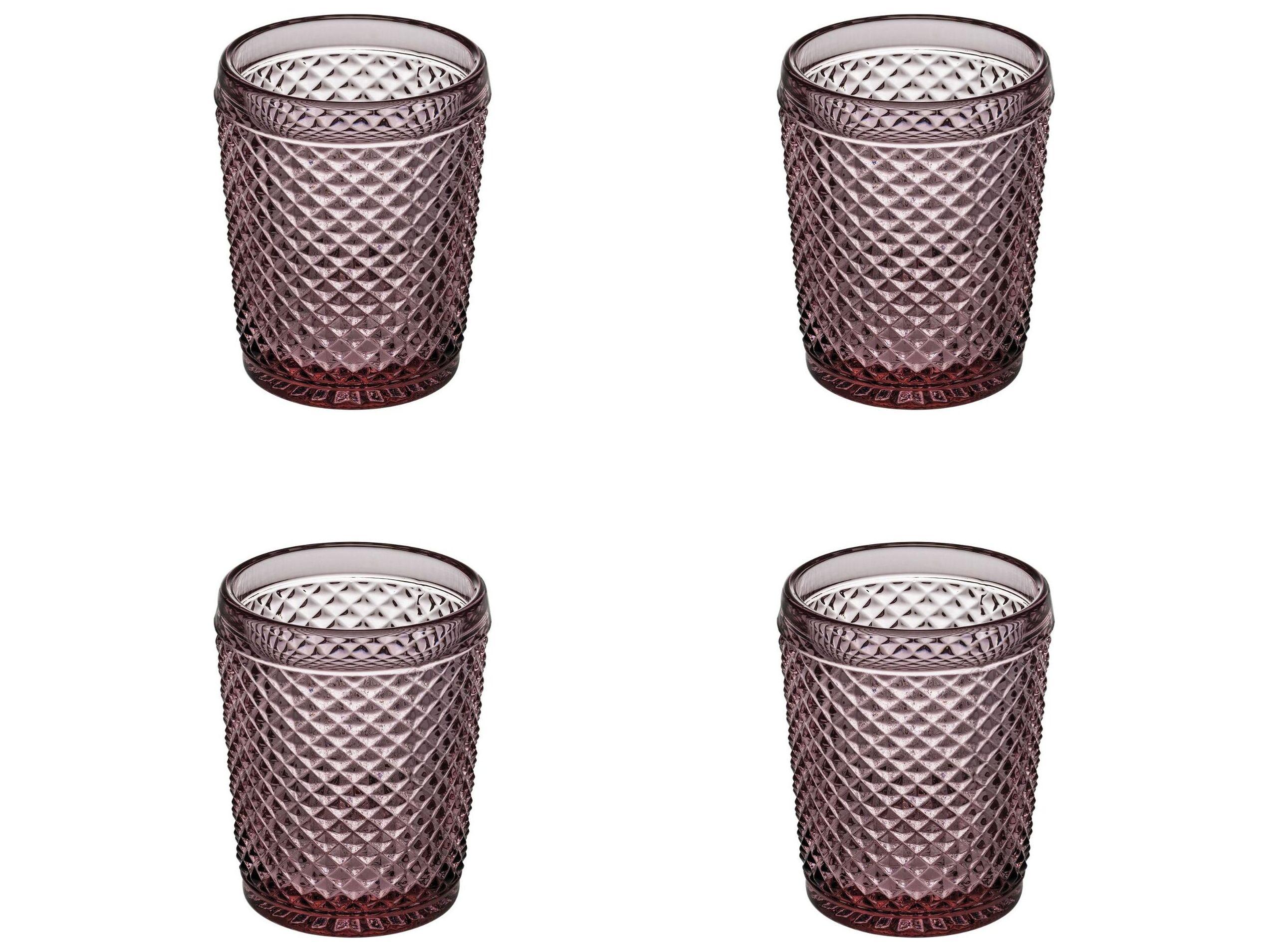 Vista Alegre Bicos Pink  Old Fashion Glass Set of 4