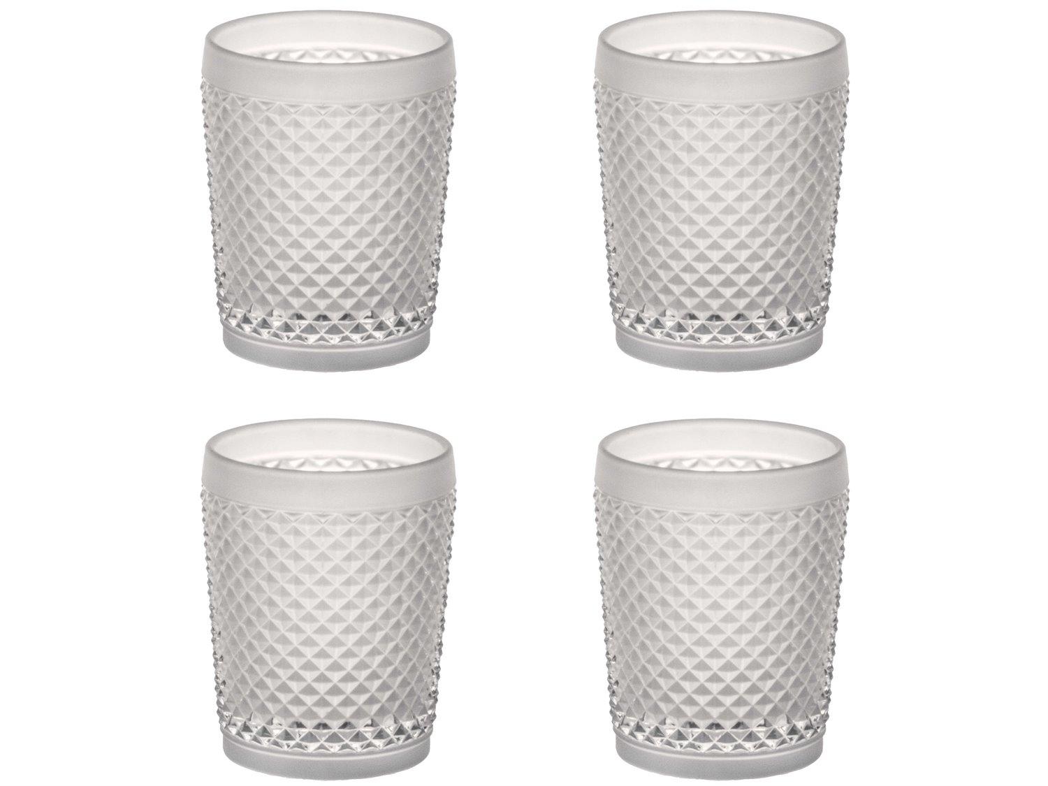 Vista Alegre Bicos Bicolor White Old Fashion Glass Set of 4