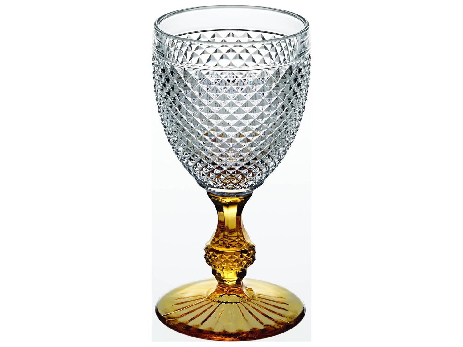 Vista Alegre Bicos Bicolor Amber Stem Goblet Set of 4