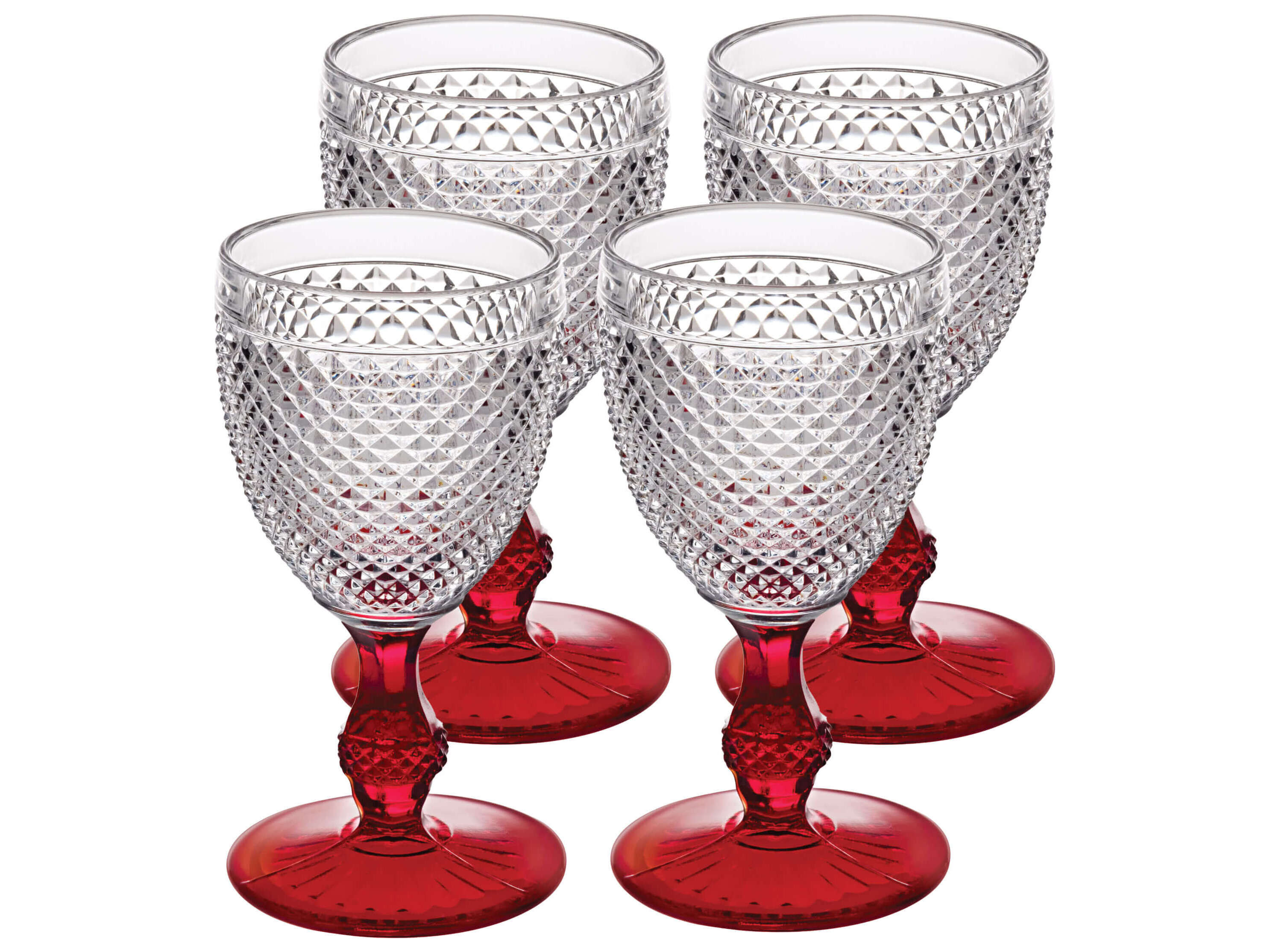Vista Alegre Bicos Bicolor Red Stem  Goblet Set of 4