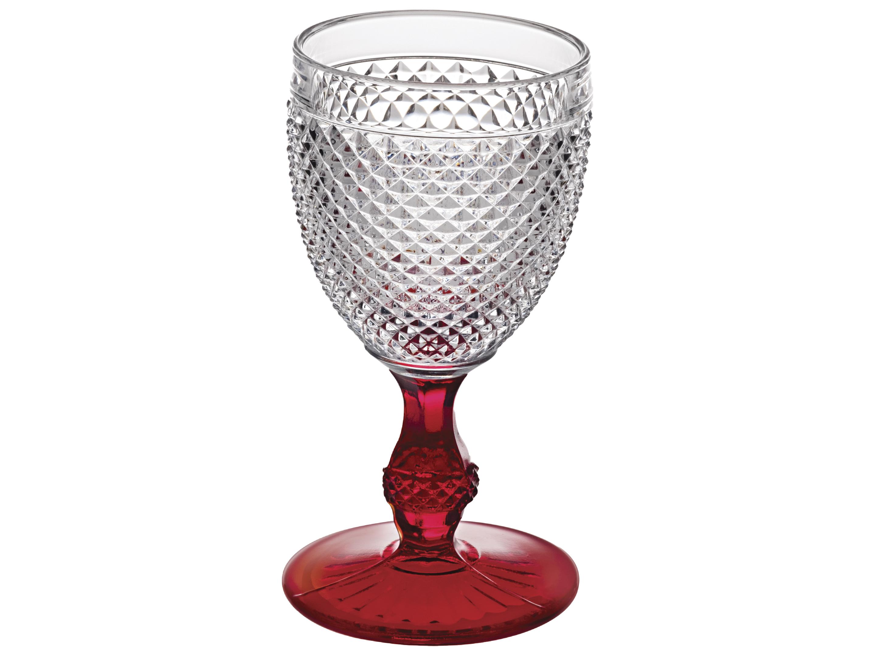 Vista Alegre Bicos Bicolor Red Stem  Goblet Set of 4