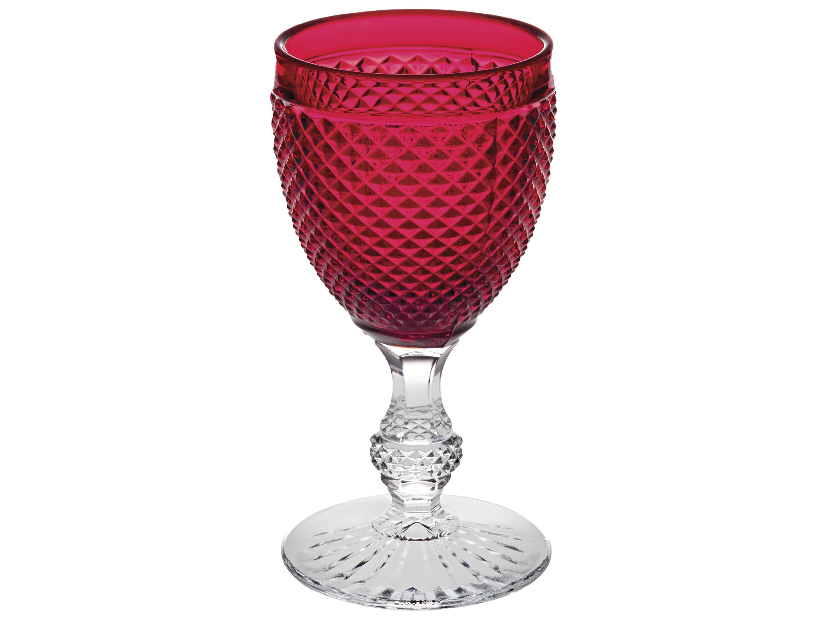 Vista Alegre Bicos Bicolor Red Top Stem Goblet Set of 4