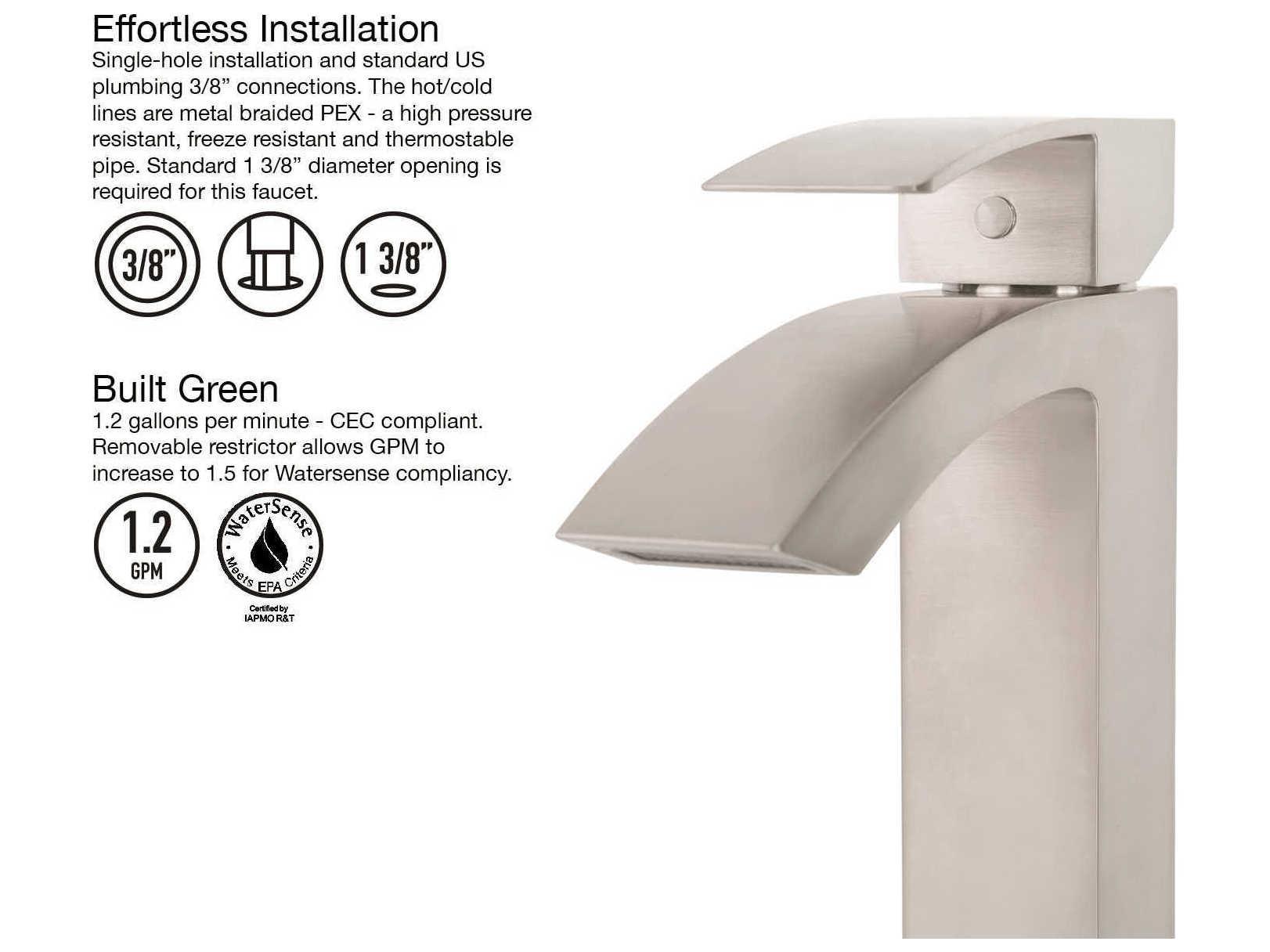 Vigo Satro Brushed Nickel 1-Handle Vessel Waterfall Bathroom Faucet