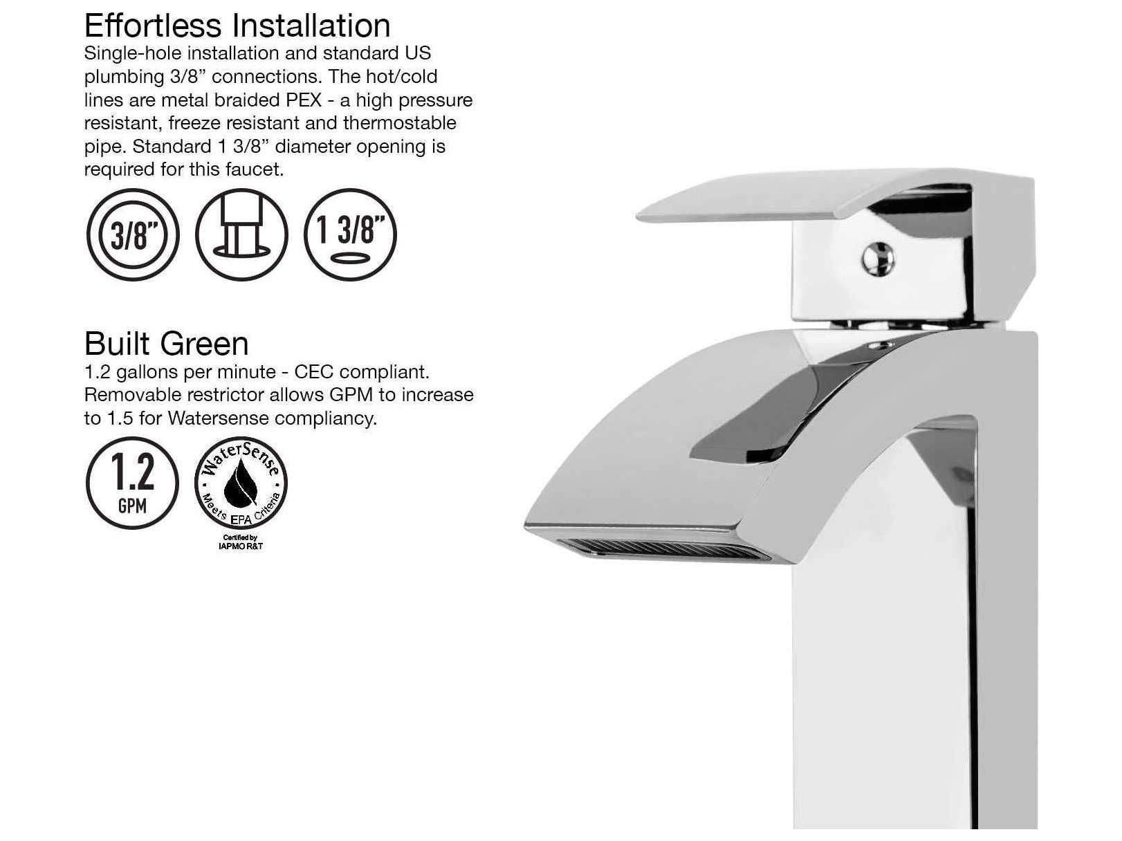 Vigo Satro Chrome 1-Handle Vessel Waterfall Bathroom Faucet
