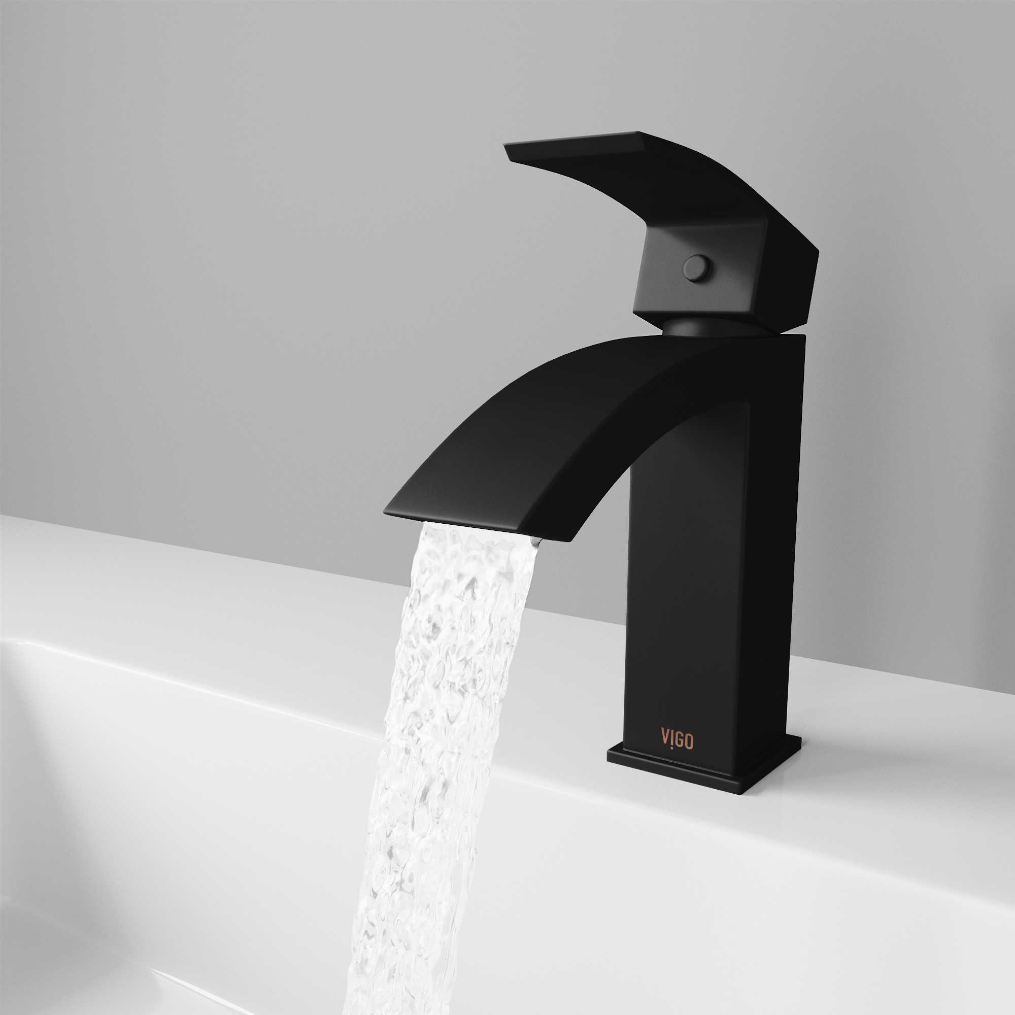 Vigo Satro Matte Black 1-Handle Vessel Waterfall Bathroom Faucet